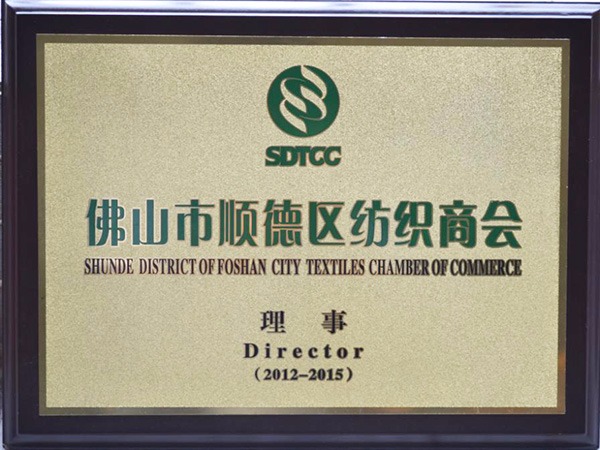 8868体育-2012年获顺德政府颁发“佛山纺织商会理事单位”